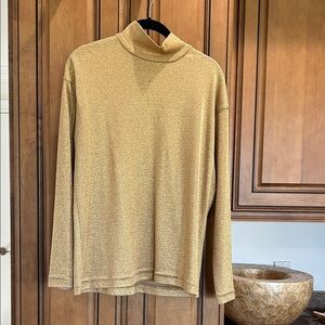 Women's Elegant Gold Turtleneck Top